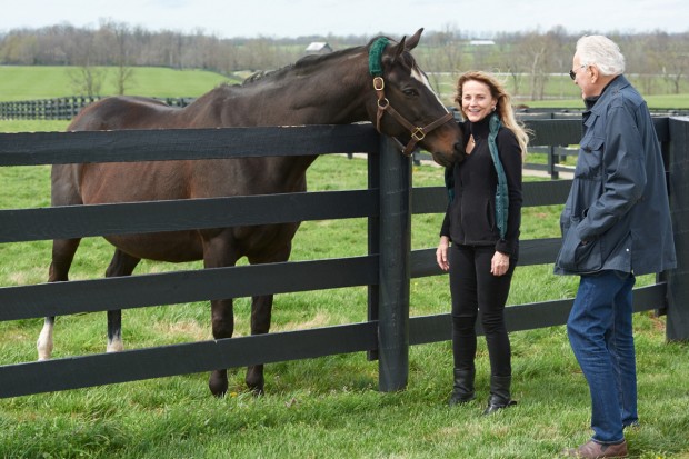 Jerry and Ann at Zenyatta's paddock near the foaling barn. Photo by Kyle Acebo.