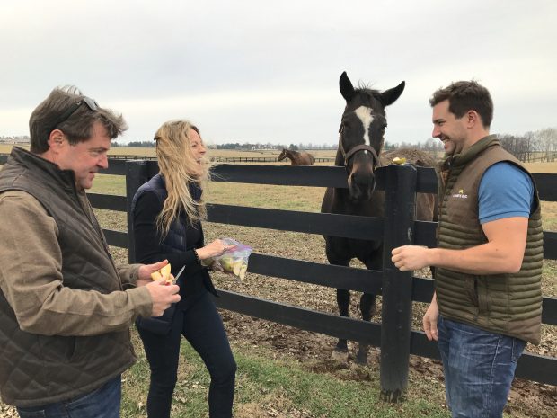 The Lane's End team helps peel pears for the Queen. Photo courtesy of Team Zenyatta